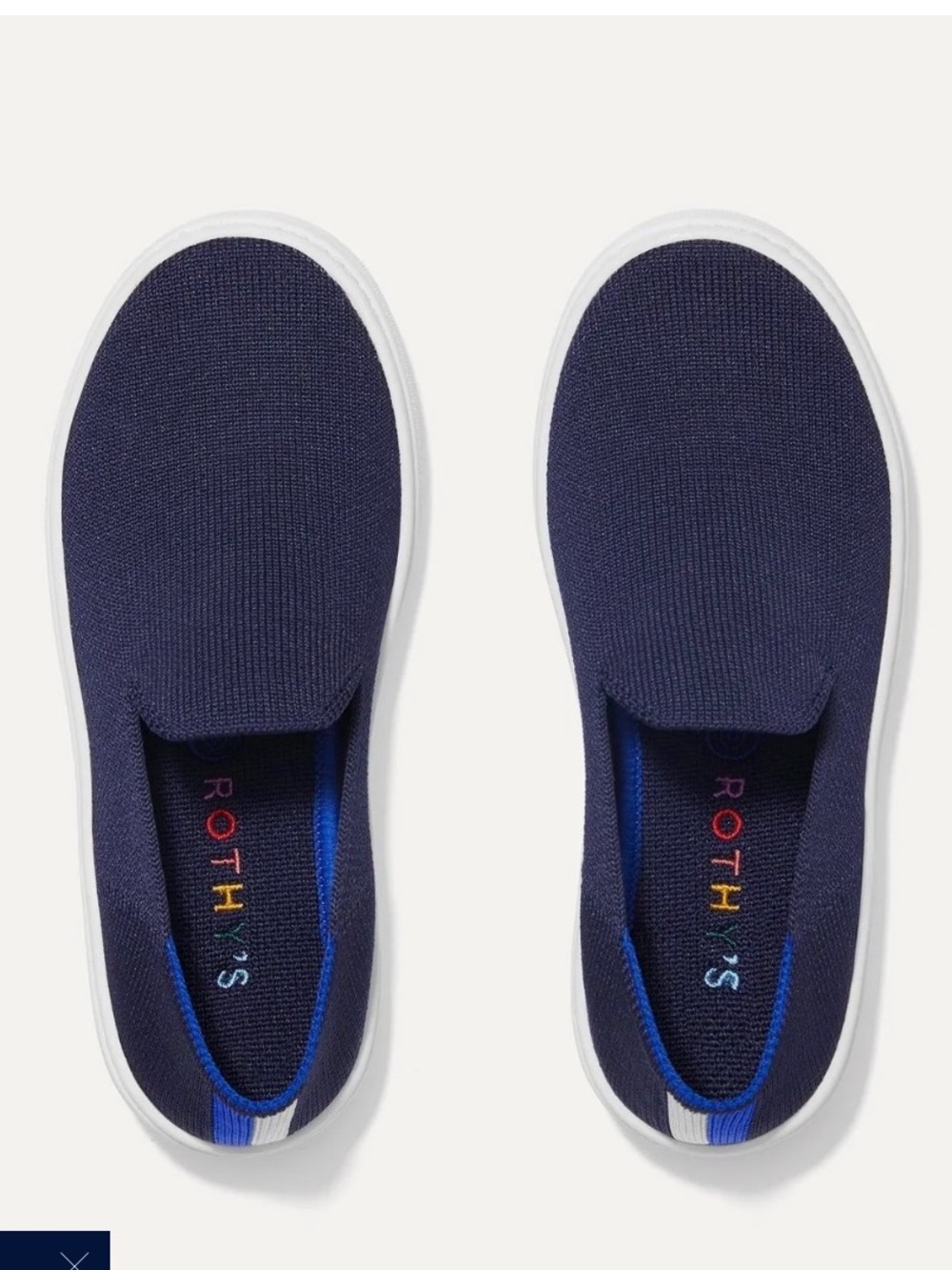 Rothy's Navy Knit Slip-On Loafers with Blue Heel Tab